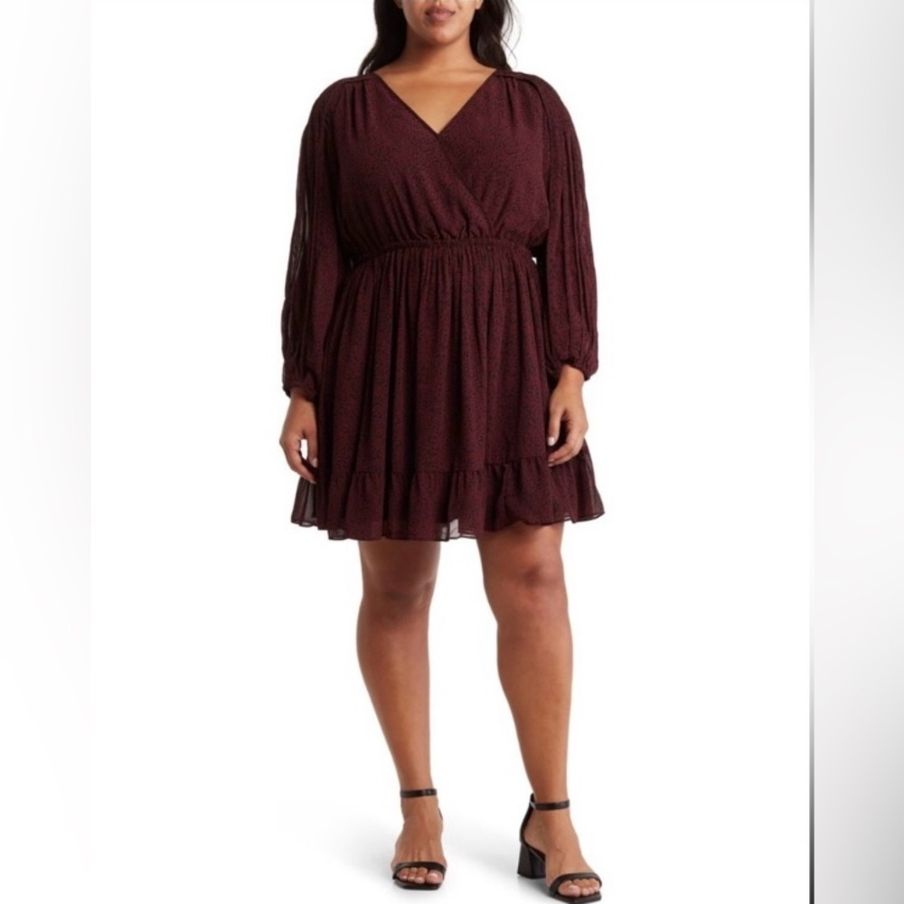 Madewell Long Sleeve Floral Peasant Dress - Maroon and Black Floral - 3X - NWT